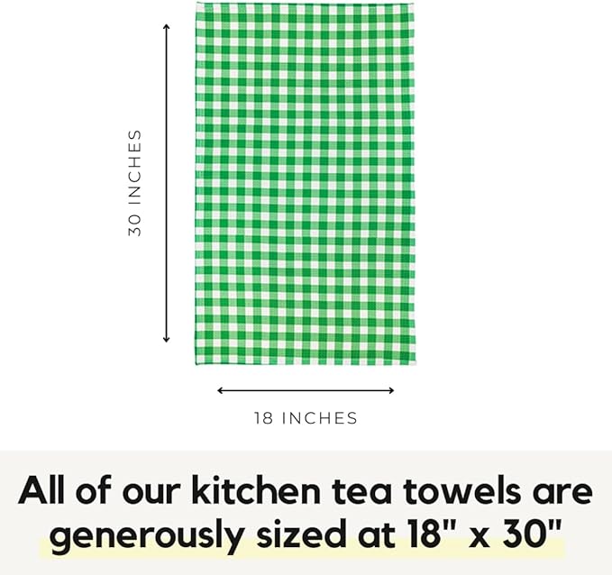Modern Style Premium Kitchen Tea Towel Super Absorbent Fast Drying Microfiber Green Gingham