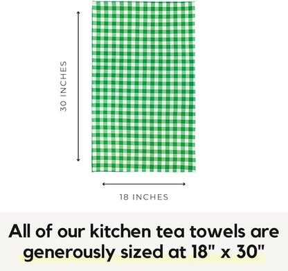 Modern Style Premium Kitchen Tea Towel Super Absorbent Fast Drying Microfiber Green Gingham