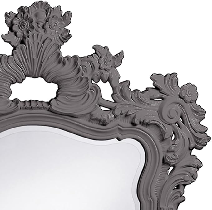 Howard Elliott Turner Large Ornate Mirror, Charcoal Gray Ornate Mirror Beveled Edges Rectangular Vanity Mirror with Baroque Scroll Pattern for Bedroom, Living Room, Bathroom & Entryway, 56 x 42 Inch