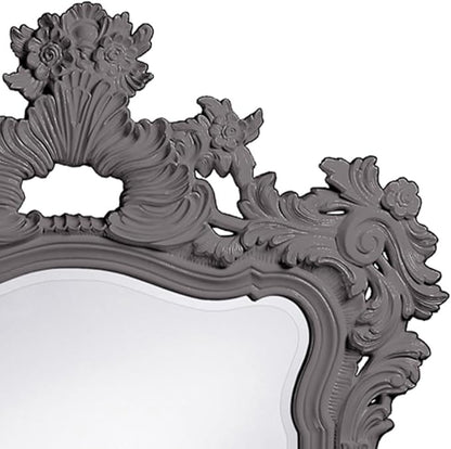 Howard Elliott Turner Large Ornate Mirror, Charcoal Gray Ornate Mirror Beveled Edges Rectangular Vanity Mirror with Baroque Scroll Pattern for Bedroom, Living Room, Bathroom & Entryway, 56 x 42 Inch