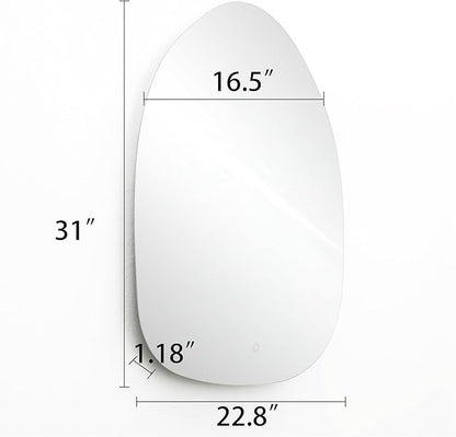 LuxenHome Asymmetrical LED Lighted Mirror for Bathroom, 31"x23" Accent Wall Mirror with Lights, Irregular Vanity Mirror, Washbasin Backlit Led Illuminated Mirror,Entryway, Living Room