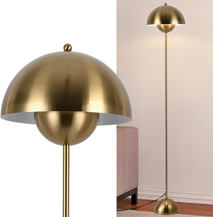 COSYLUX Modern Floor Lamp for Living Room, Industrial Tall Standing Lamp for Bedroom, Metal Shade Reflecting Light Reading Floor Lamp for Office, Nursery Room, Corner(Copperish-Gold)