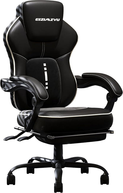 Ergonomic Office Chair with Adjustable Headrest and Footrest, High Back Desk Chair with Linkage Armrests, Reclining Swivel Chair for Home Office, Executive Office Chair (Black1)