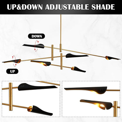 76” Industrial Pendant Light 6-Lights Adjustable Farmhouse Chandelier Modern Pendant Lighting Fixtures for Dining Room Living Room Kitchen Island Bedroom, UL Listed