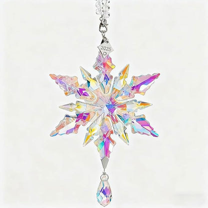 2025 Annual Christmas Ornaments Crystal Snowflake Star - Christmas Tree Ornaments Pendant Crystal Sun Catcher Home Hanging Decor (2025 Color 3-Layer)