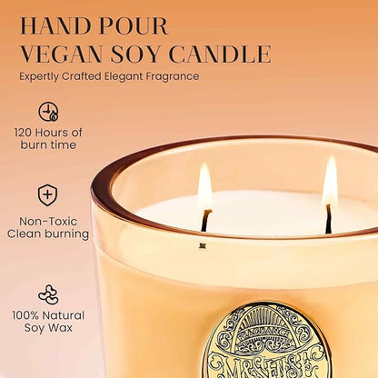 M&SENSE Large Two-Wick Soy Candle | Pumpkin Apple Pie & Orange | 19.8 oz, 120H Burn Time | Luxury Scented Candle for Relaxation, Gifting, Home Décor | Ideal for Bedroom, Office, Party Ambiance