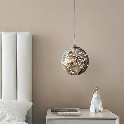 Modern Pendant Light Fixtures for Kitchen Island Sphere Pendant Light Small Hanging Crystal Chandelier for Bedroom Entryway Living Room Foyer Hallway LED Chandeliers for Dining Room