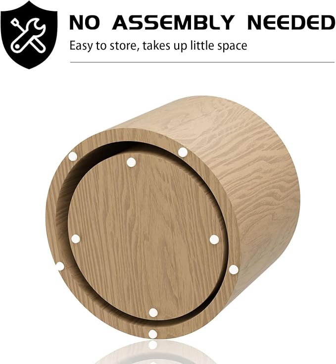 Nesting Coffee Table Set of 2, Modern Round Coffee Table with Non-Slip Feet, Oak Wooden Circle Accent Tables for Small Spaces Living Room Bedroom Balcony Office Drum Side Table