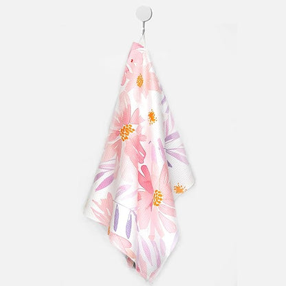 Eunzel Kitchen Tea Towel Quick Dry Microfiber Absorbent Dish Towels with Hanging Loop, Blush Floral Breeze