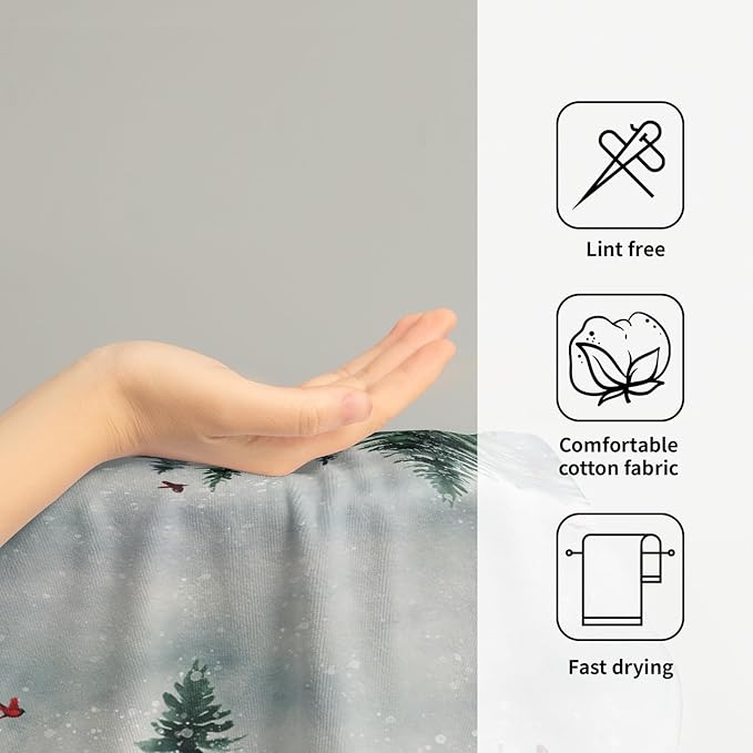 Winter Snow Forest Hand Towels 2 Pack Christmas Pine Trees Cardinal Holiday Face Towels Soft Absorbent Kitchen 14x28