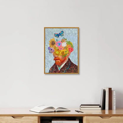 KBKBART Gold Framed Van Gogh Wall Art, Vintage Abstract Wheat Field with Cypress Canvas Impressionist Oil Painting, Farmhouse Country Landscape Wall Decor, Van Gogh Poster Art Prints for Bedroom Living Room, Gallery, Gifts for Friends or Family(12"x16")