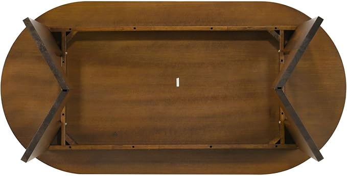 63" Oval Wooden Dining Table, Farmhouse Walnut Kitchen & Dining Room Table for 4-6 Seats, Modern Long Dinner Table with Pedestal Base, Home Desk for Kitchen, Living Room, Medium Walnut