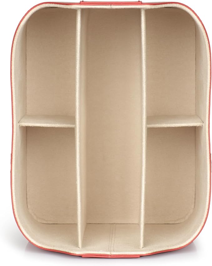 Londo PU Leather Remote Control Holder, Office Supplies Desk Organizer with Tablet Slot, Makeup Brush and Utensils Cube, Large Capacity Desk Caddy with 5 Compartments