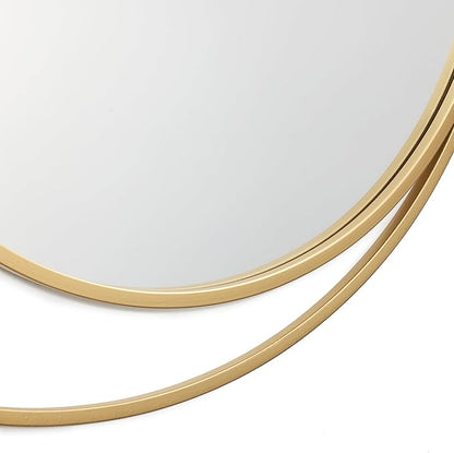 LuxenHome 31.5"x25.5" Round Wall Mirror, Orbit Modern Gold Metal Frame Wall Mounted Circles Decorative Accent Mirror for Bathroom Entryway, Bedroom, Living Room, Dining Room