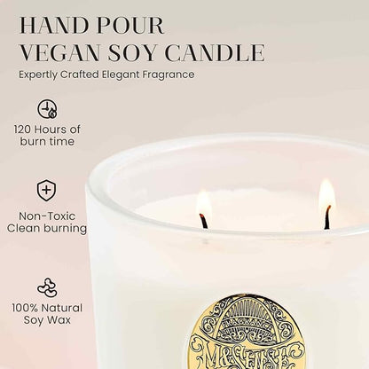 M&SENSE Large Two-Wick Soy Candle | Vanilla Dream & White | 19.8 oz, 120H Burn Time | Luxury Scented Candle for Relaxation, Gifting, Home Décor | Ideal for Bedroom, Office, Party Ambiance