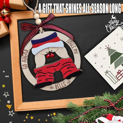Jingle My Bell Ornaments, Santa Christmas Ornaments 2025, White Elephant Gifts for Women, Jingle Bell Ornaments for Christmas Tree, Funny Wooden Christmas Ornaments 2025