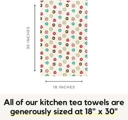 Modern Style Premium Kitchen Tea Towel Super Absorbent Fast Drying Microfiber Donut Craze
