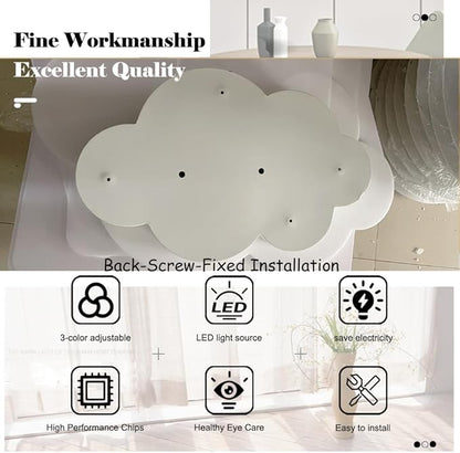 Modern Kids Room Ceiling Light,19in LED Light Fixture/with Remote Adjustable Lighting, Close-to-Ceiling Fixture for Bedroom, Kindergarten, Hallway, Balcony (White)