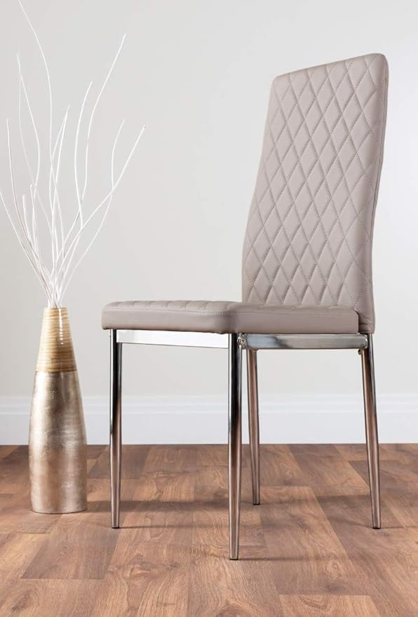 Furniturebox UK Enna White Glass Extending Dining Table and 6 Milan Chairs (6 Cappuccino Chairs)