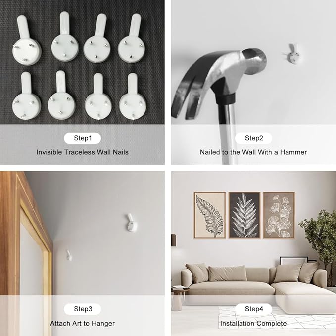 HOURIA Beige Brown Botanical Leaf Framed Canvas Wall Art Set,Modern Natural Leaves Wall Decor,Vintage Minimalist Floral Artwork,Black and White Plant Art Print for Living Room,Bedroom,Office-24"x36"x3