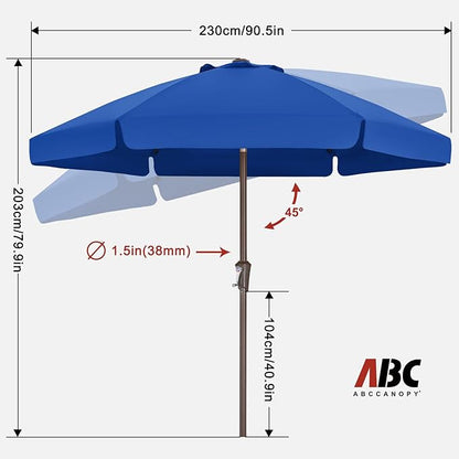 ABCCANOPY 7.5ft Scalloped Patio Umbrella, Outdoor Table Umbrella with Tilt and Crank, Fiberglass Ribs Deck Umbrella for Patio, Pool, Garden, Picnic (Royal Blue)