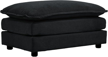 SoarFlash Chenille Sectional Sofa Ottoman,Black