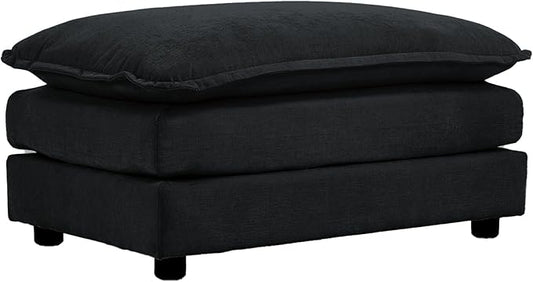 SoarFlash Chenille Sectional Sofa Ottoman,Black