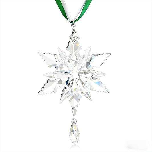 2025 Annual Christmas Ornaments Crystal Snowflake Star - Christmas Tree Ornaments Pendant Sun Catcher Home Hanging Decor (2025 White Crystal 3 Layers)
