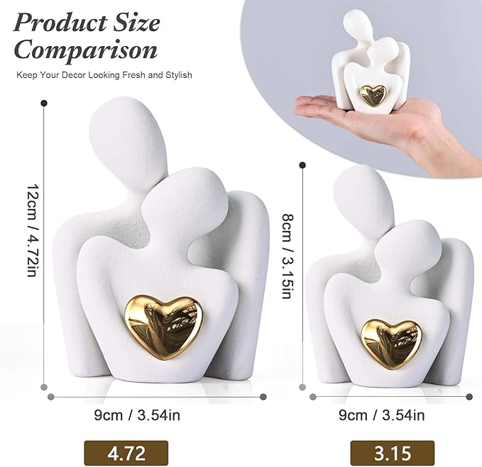 Mini Couple Statue Tv Stand Decor Items for Living Room Home Decor,Bedroom Decor for Couples Sculpture for Anniversary Wedding,Love Gifts for Couples 2025,Knick Knacks for Shelve (White, 4.72in)
