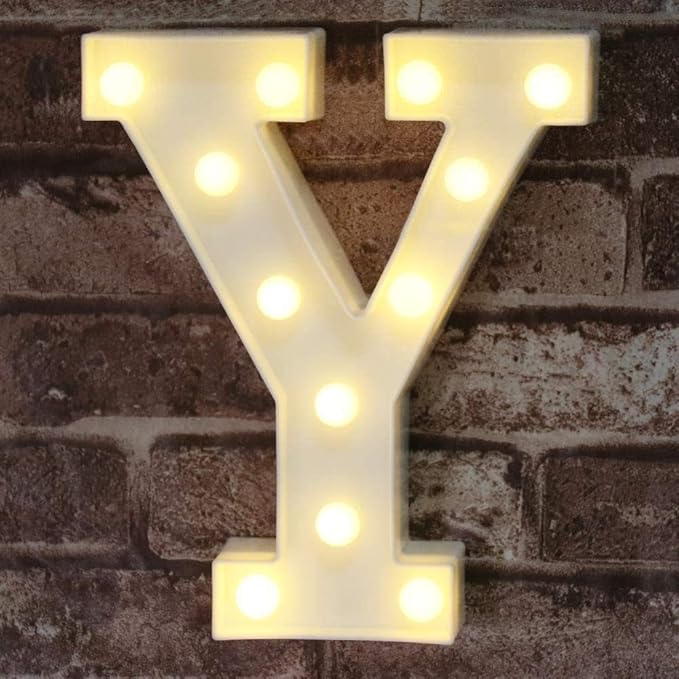 Pooqla LED Marquee Letter Lights Sign, Light Up Alphabet Letter for Home Party Wedding Decoration Y