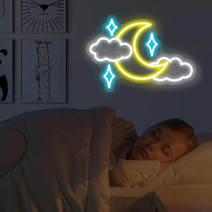 Star Moon Cloud Neon Sign for Wall Decor Bedroom Bar decor Personalized LED Neon Light, bedroom moon decorate, Game Room Decor, Moon Neon For Kids Room, Girls, Wedding, Party, Christmas
