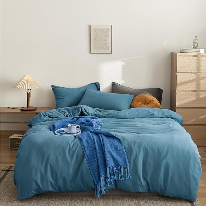 CLOTHKNOW Blue Queen Comforter Set 3Pcs Lake Blue Bedding Comforter Sets Soft Girls Women Blue Comforter Queen with 2 x Pillow Cases