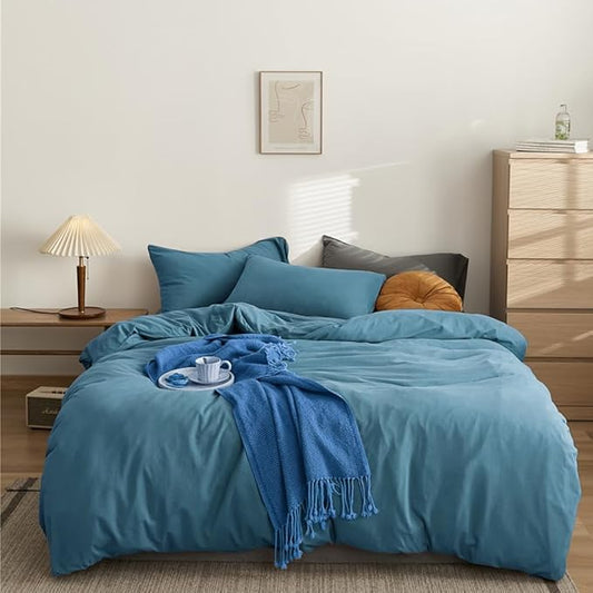 CLOTHKNOW Blue Queen Comforter Set 3Pcs Lake Blue Bedding Comforter Sets Soft Girls Women Blue Comforter Queen with 2 x Pillow Cases