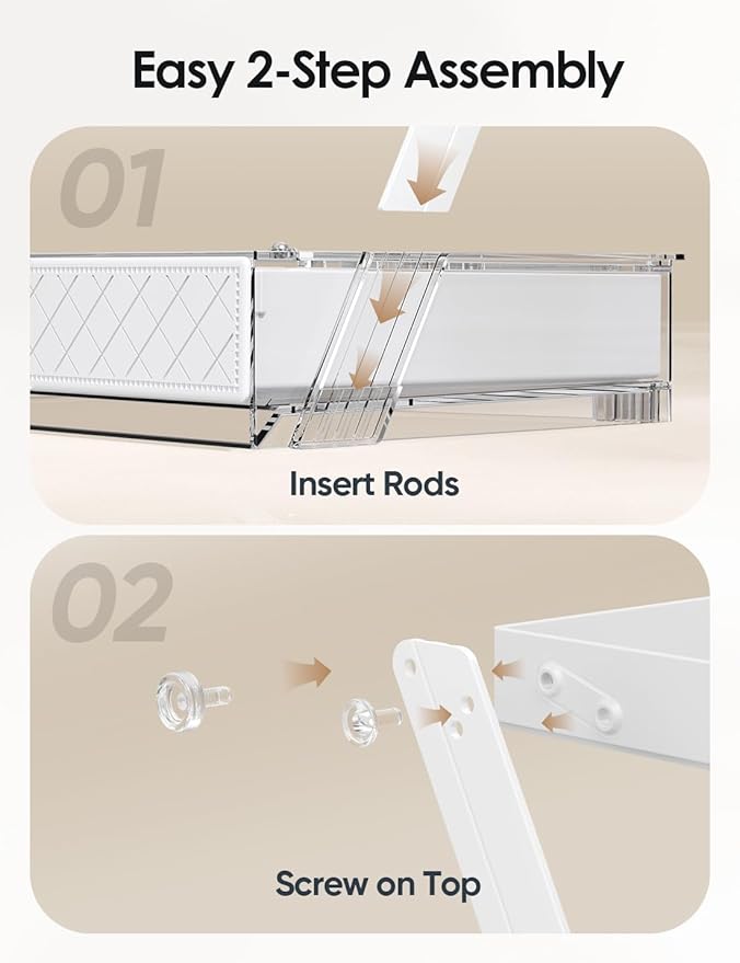 2 Tier Bathroom Countertop Organizer, Z-Shaped Vanity Organizer with Sliding Tray & Drawer, Skincare, Makeup & Perfume Storage Organizer, Acrylic office, Dresse & Desk Organizer