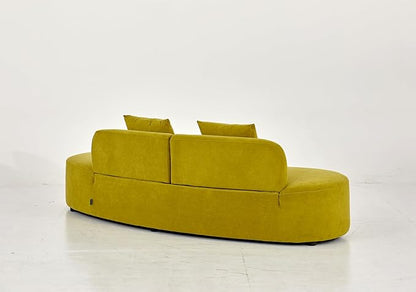 90" Curved Sofa with Throw Pillows, 4 Seater Luxury Velvet Couch with Half Moon Design and High-Density Foam, Ideal for Modern Living Room, Office & Apartment, Olive Green