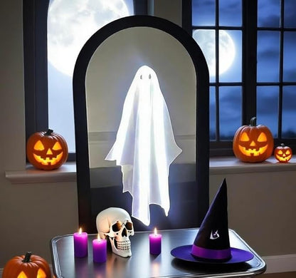 2025 Halloween Hologram Ghost Looking Glass Hologram, Spooky Scary Ghosts Haunted Looking Glass Halloween Decor Indoor, Bedroom Kitchen and Fireplace Decor