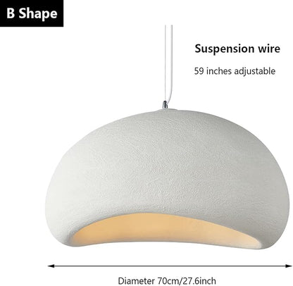 JAYMP 70cm Wabi Sabi Pendant Light for Dining Room Kitchen Island Hallway Restaurant Modern Hanging Lamp E26 Base Japanese Style Bird Nest Shape Lighting Fixture (Matte White, B Shape, 70cm/27.6in)