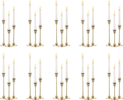 Nuptio Candlestick Candle Holders 30 Pcs Candle Stick Holder Gold Taper Candle Holder Candle Stand for Wedding Party Thanksgiving Halloween Birthday Mantel Baby Shower Table Centerpieces Decor