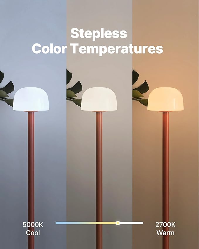 Mushroom Floor Lamp with Remote, 59 Inch Tall LED Dimmable Standing Lamp with Adjustable Color Temperature, Mid-Century Modern Cute Ambient Floor Light for Living Room, Bedroom, Orange