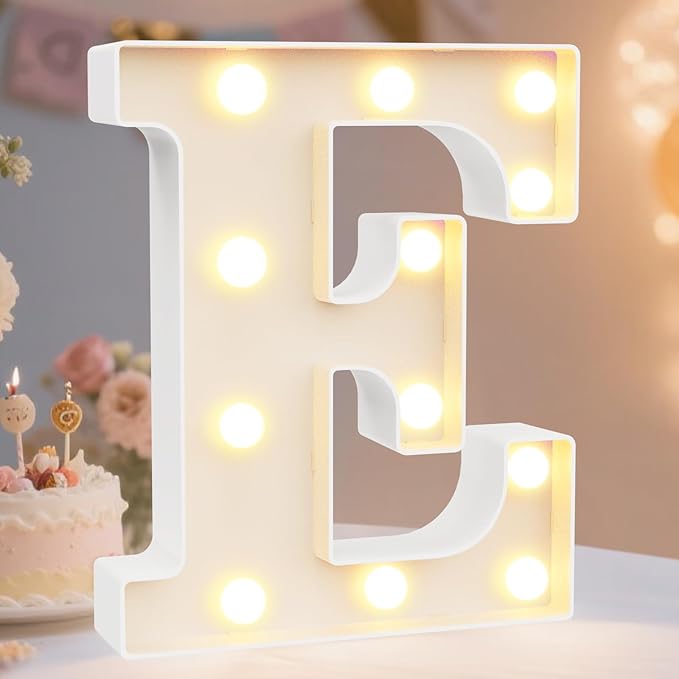 Pooqla LED Marquee Letter Lights Sign, Light Up Alphabet Letter for Home Party Wedding Decoration E