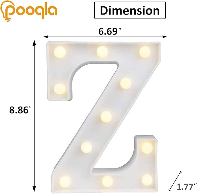 Pooqla LED Marquee Letter Lights Sign, Light Up Alphabet Letter for Home Party Wedding Decoration Z