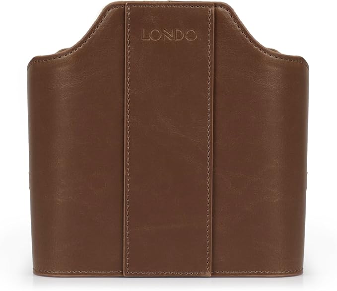 Londo PU Leather Remote Control Holder, Office Supplies Desk Organizer with Tablet Slot, Makeup Brush and Utensils Cube, Large Capacity Desk Caddy with 5 Compartments