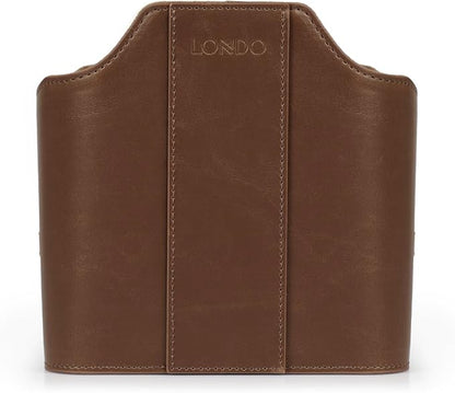 Londo PU Leather Remote Control Holder, Office Supplies Desk Organizer with Tablet Slot, Makeup Brush and Utensils Cube, Large Capacity Desk Caddy with 5 Compartments