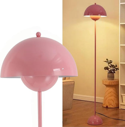 Modern Floor Lamp for Living Room, Industrial Tall Standing Lamp for Bedroom, Metal Shade Reflecting Light Reading Floor Lamp for Office, Nursery Room, Corner(Light Pink)