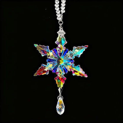 2025 Annual Christmas Ornaments Crystal Snowflake Star - Christmas Tree Ornaments Pendant Sun Catcher Home Hanging Decor (2025 Colored Crystal 2 Layers)