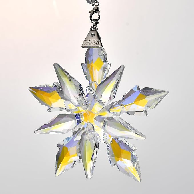 2025 Annual Edition Crystal Snowflake Christmas Ornament,Iridescent Holiday Tree Keepsake, Window Suncatcher,Winter Decor Gift(2025 Colorful)