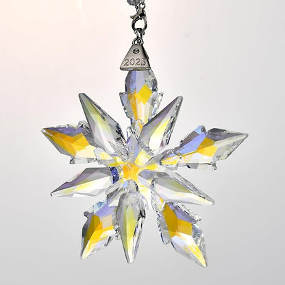 2025 Annual Edition Crystal Snowflake Christmas Ornament,Iridescent Holiday Tree Keepsake, Window Suncatcher,Winter Decor Gift(2025 Colorful)