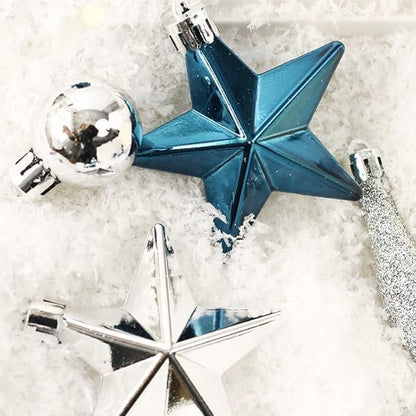 70 Pcs Shatterproof Christmas Balls Ornaments for Outdoor Use，Elegant Blue Christmas Yard Decorations Outdoor with Hanging Loops，A Set of Christmas Tree Decoration for Home, Wedding, Party