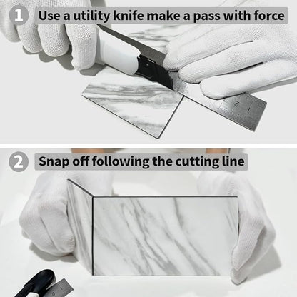 AULIGET 3" x 6" Subway Tile Peel and Stick Backsplash, Thick PVC Stick on Wall Tiles (100, White Marble)