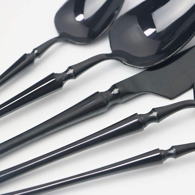 JASHII 20-piece 18/10 Stainless Steel Black Flatware/Cutlery/ Set Service for 4 Person, Include Knife/Fork/Spoon, Mirror Polished (Black)